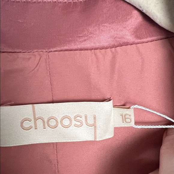 NEW Women's Choosy Sunset Vibes Pink Satin Double Breasted Coat Dress Size 16 - Picture 13 of 15